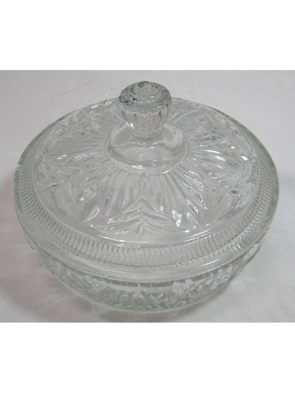 Vtg Avon Clear Pressed Glass Covered Candy Dish Powder Vanity Trinket Box W Lid